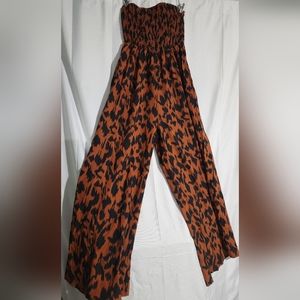 NWOT Animal print Tubetop wide leg Jumpsuit